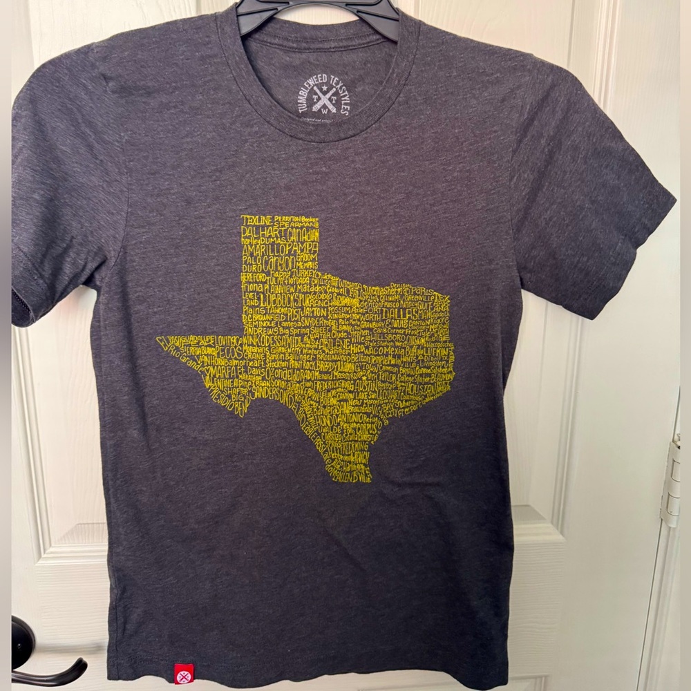 Tumbleweed TexStyles Texas cities tee